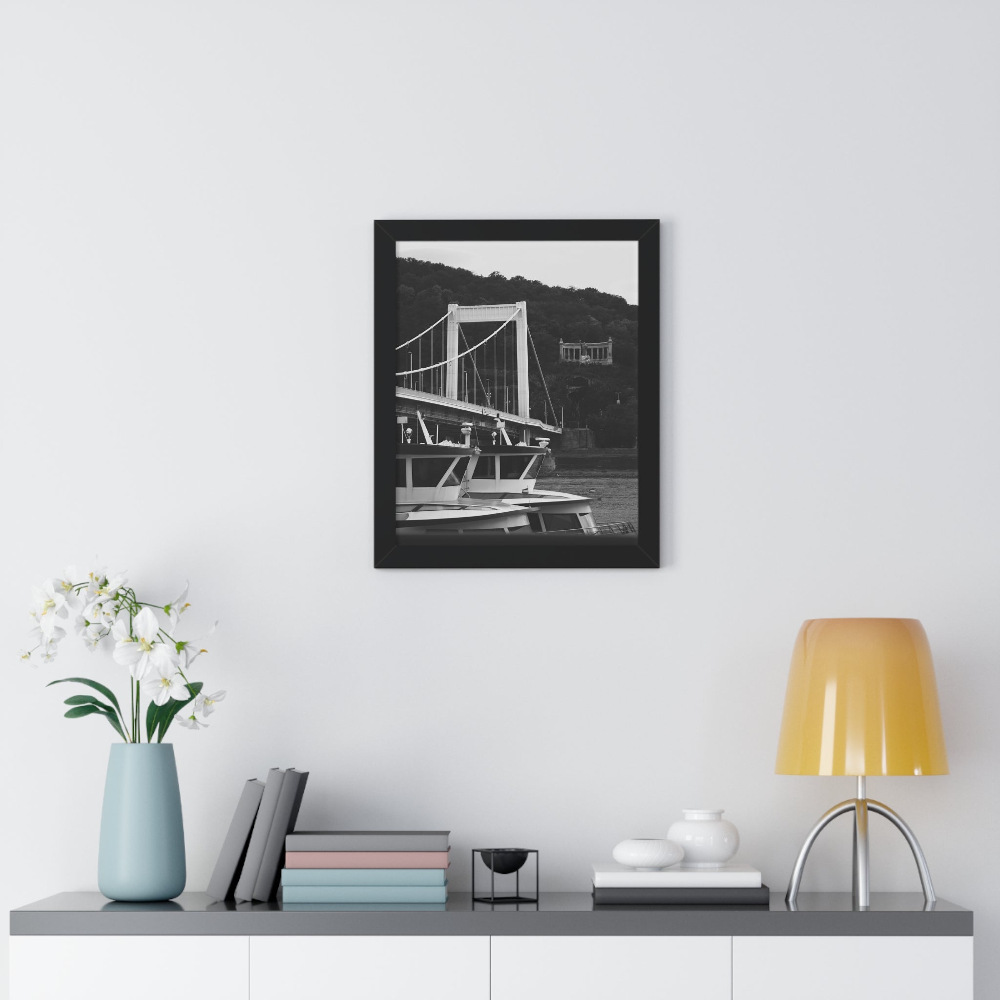 Framed Poster - Black & White Bridge Photography Urban Wall Art