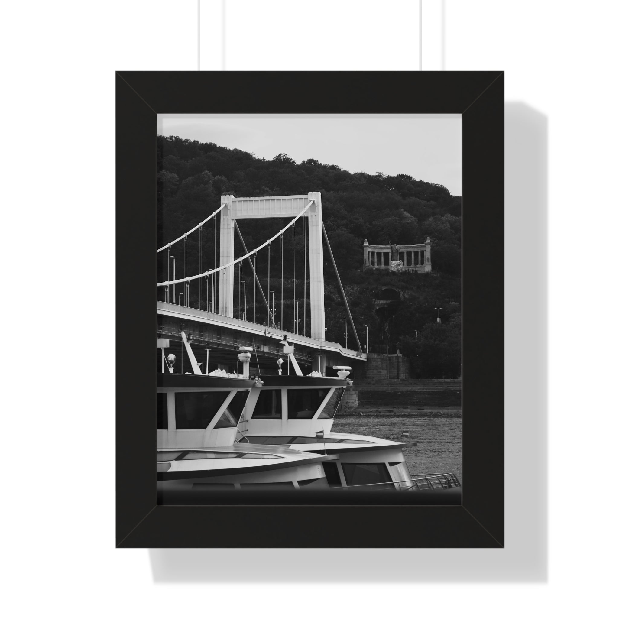 Framed Poster - Black & White Bridge Photography Urban Wall Art