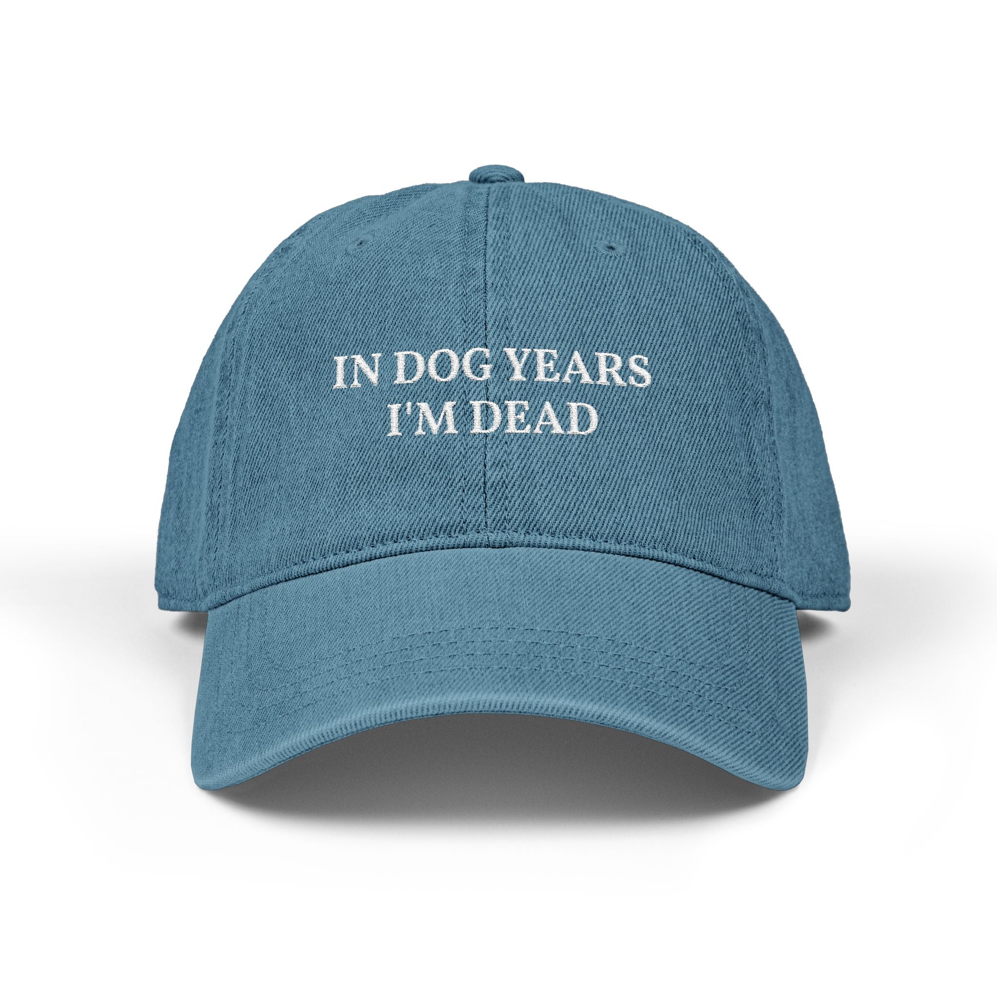 Embroidered Dad Hat - "In Dog Years I'm Dead" Funny Baseball Cap