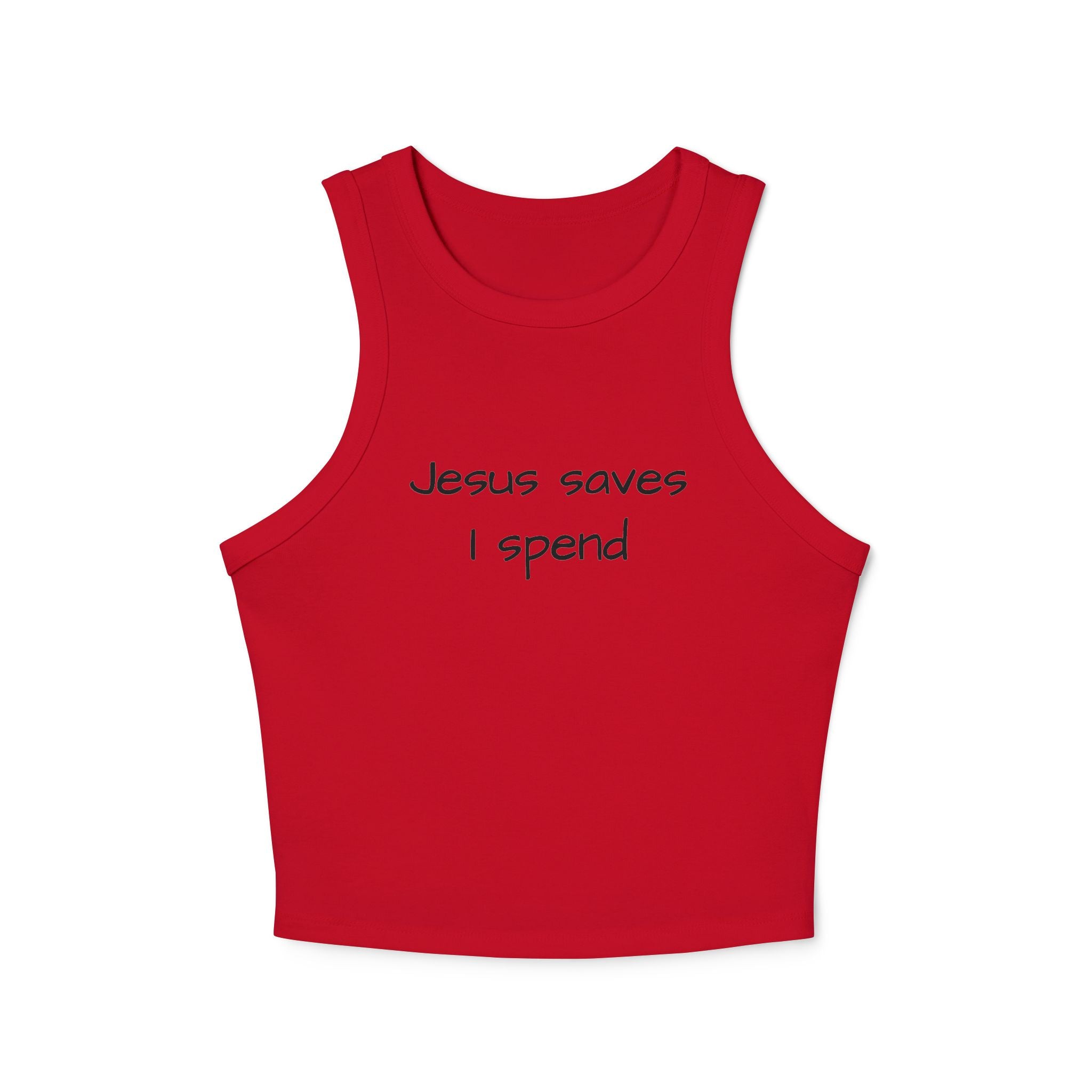 Jesus Saves I Spend - Racerback Tank Top