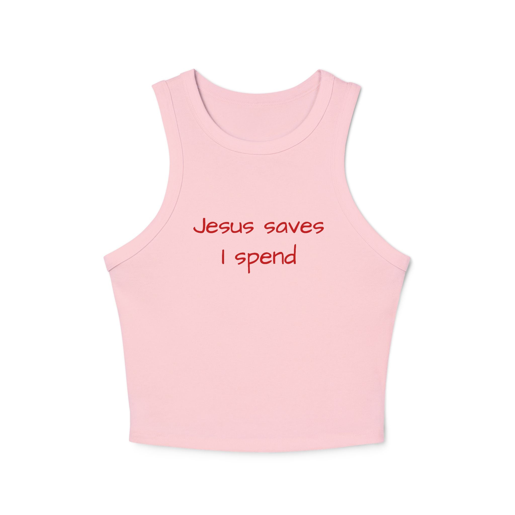 Jesus Saves I Spend - Racerback Tank Top
