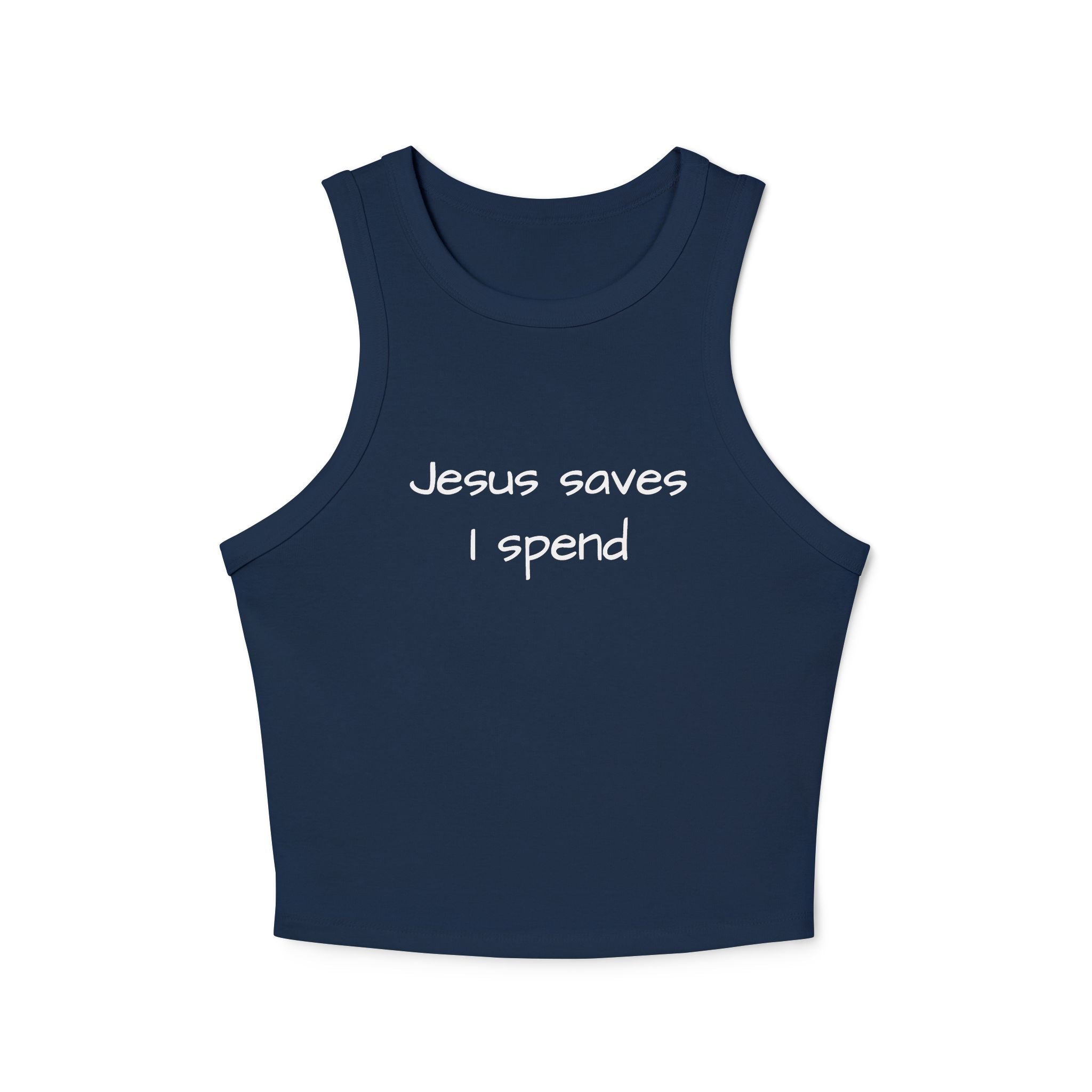 Jesus Saves I Spend - Racerback Tank Top