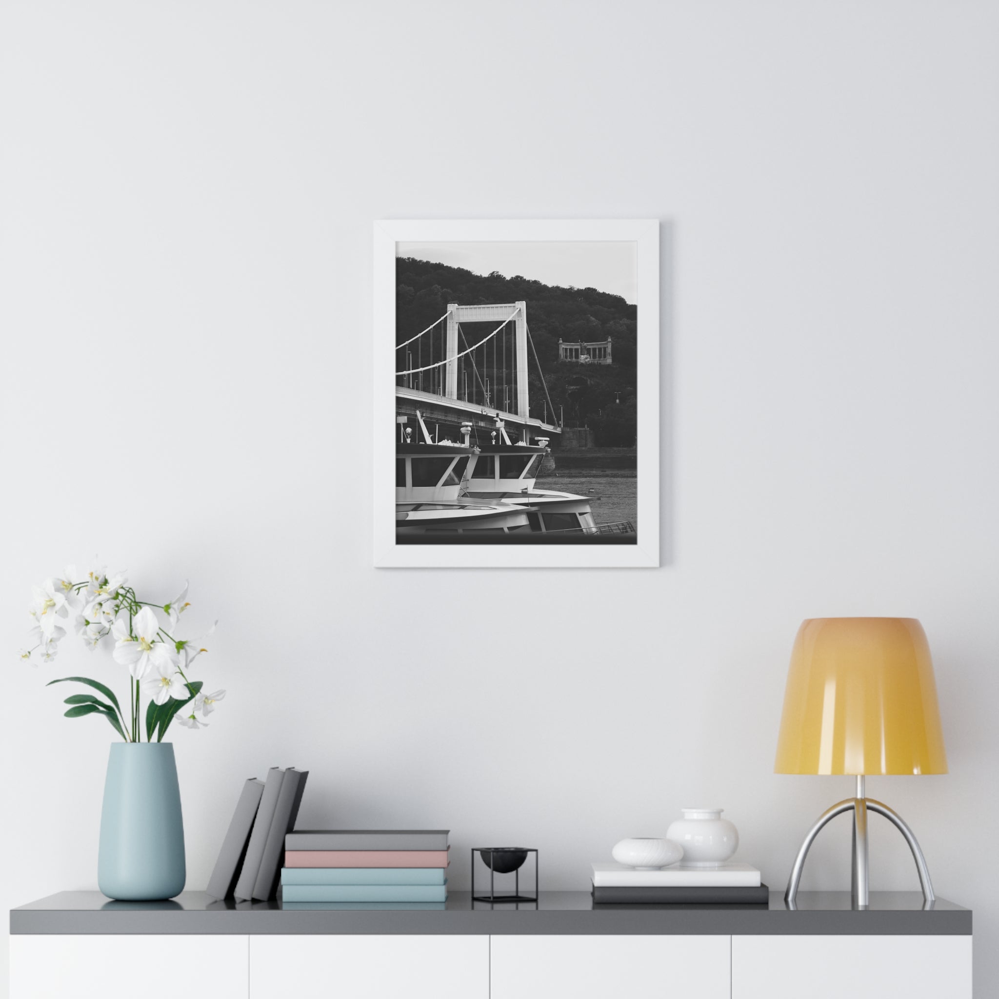 Framed Poster - Black & White Bridge Photography Urban Wall Art